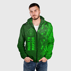 Ветровка с капюшоном мужская Marilyn Manson - green gradient по-вертикали, цвет: 3D-черный — фото 2