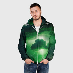 Ветровка с капюшоном мужская Зелёный гром, цвет: 3D-белый — фото 2