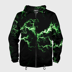 Ветровка с капюшоном мужская Lightning green glow, цвет: 3D-черный