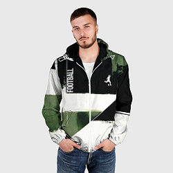 Ветровка с капюшоном мужская Футбол на фоне брызг красок, цвет: 3D-белый — фото 2