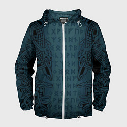 Ветровка с капюшоном мужская Руны и скандинавская татуировка Одина, цвет: 3D-белый