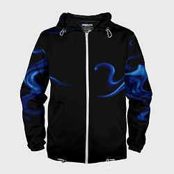 Ветровка с капюшоном мужская Color blue abstraction, цвет: 3D-белый