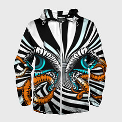 Ветровка с капюшоном мужская Глаз и щупальца, цвет: 3D-белый