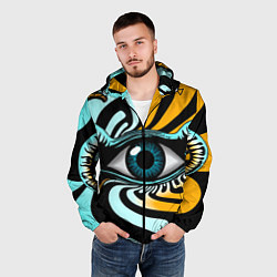 Ветровка с капюшоном мужская Глаз - психоделика, цвет: 3D-черный — фото 2