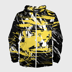 Ветровка с капюшоном мужская Желтая краска на черном, цвет: 3D-белый