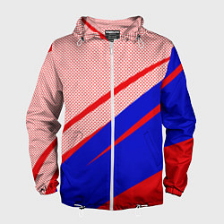 Мужская ветровка Красно-синий текстурный с полосами