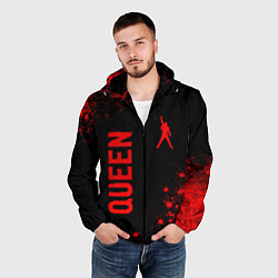 Ветровка с капюшоном мужская Queen - red gradient вертикально, цвет: 3D-черный — фото 2