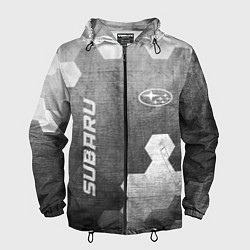 Ветровка с капюшоном мужская Subaru - grey gradient вертикально, цвет: 3D-черный