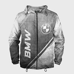 Ветровка с капюшоном мужская BMW - grey gradient вертикально, цвет: 3D-черный