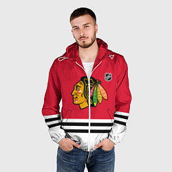 Ветровка с капюшоном мужская Чикаго Блэкхокс хоккей, цвет: 3D-белый — фото 2