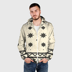 Ветровка с капюшоном мужская Африканские примитивные узоры, цвет: 3D-белый — фото 2