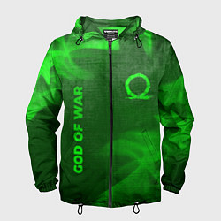 Ветровка с капюшоном мужская God of War - green gradient вертикально, цвет: 3D-черный