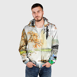 Ветровка с капюшоном мужская China Landscape, цвет: 3D-белый — фото 2