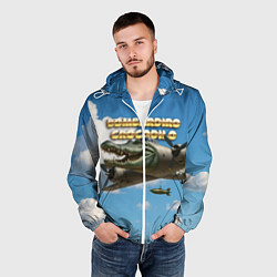 Ветровка с капюшоном мужская Bombardino Crocodillo мем, цвет: 3D-белый — фото 2