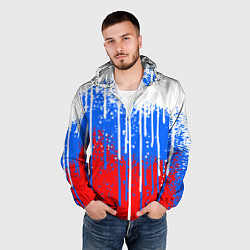Ветровка с капюшоном мужская Патриот - флаг, цвет: 3D-белый — фото 2