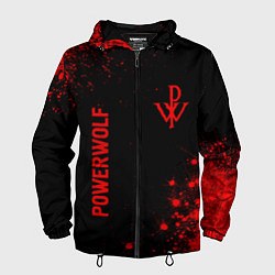 Ветровка с капюшоном мужская Powerwolf - red gradient вертикально, цвет: 3D-черный