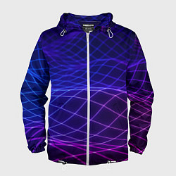 Ветровка с капюшоном мужская Абстрактные волны из сот, цвет: 3D-белый