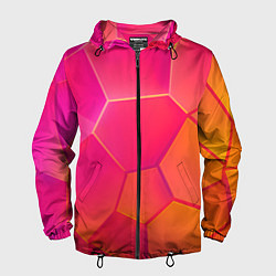 Ветровка с капюшоном мужская Розово-оранжевые плиты, цвет: 3D-черный