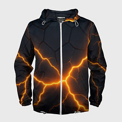Ветровка с капюшоном мужская Молнии и черные плиты, цвет: 3D-белый