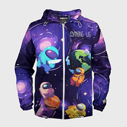 Ветровка с капюшоном мужская Among Us космос, цвет: 3D-белый