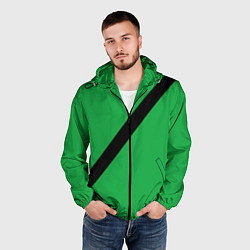 Ветровка с капюшоном мужская Ремень безопасности, зеленый, цвет: 3D-черный — фото 2