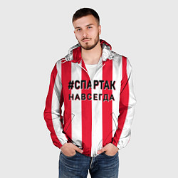 Ветровка с капюшоном мужская Красно белые, цвет: 3D-белый — фото 2