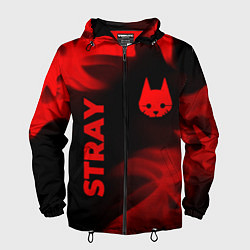 Ветровка с капюшоном мужская Stray - red gradient вертикально, цвет: 3D-черный