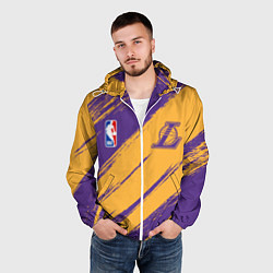Ветровка с капюшоном мужская Лейкерс - брызги красок, цвет: 3D-белый — фото 2