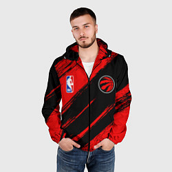 Ветровка с капюшоном мужская Торонто Рэпторс - красные потертости, цвет: 3D-черный — фото 2