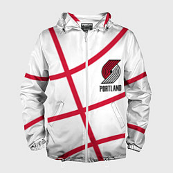 Ветровка с капюшоном мужская Трэйл Блэйзерс - белый мяч, цвет: 3D-белый