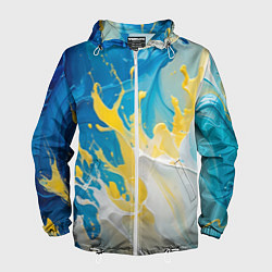 Мужская ветровка Масляные краски, брызги, желтые белые синие цвета