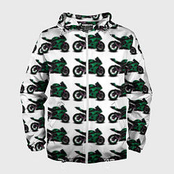 Ветровка с капюшоном мужская Motorbike dark green, цвет: 3D-белый