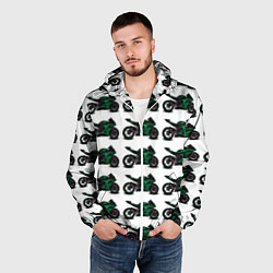 Ветровка с капюшоном мужская Motorbike dark green, цвет: 3D-белый — фото 2