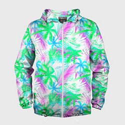 Ветровка с капюшоном мужская Palm green light blue, цвет: 3D-белый