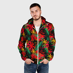 Ветровка с капюшоном мужская Palm yellow red, цвет: 3D-белый — фото 2