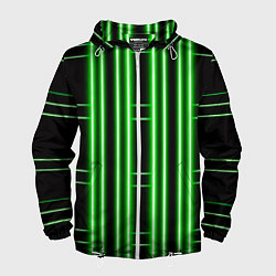 Ветровка с капюшоном мужская Neon green, цвет: 3D-белый