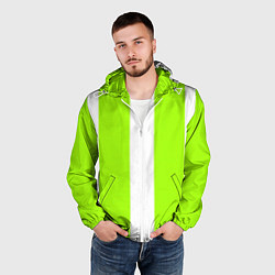 Ветровка с капюшоном мужская Color light green white stripes, цвет: 3D-белый — фото 2