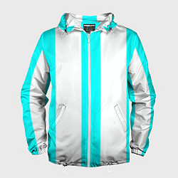 Ветровка с капюшоном мужская Color light blue white lines, цвет: 3D-белый