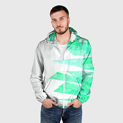 Ветровка с капюшоном мужская Color white light blue strip, цвет: 3D-белый — фото 2