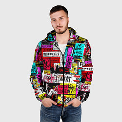 Ветровка с капюшоном мужская Граффити стрит арт, цвет: 3D-черный — фото 2