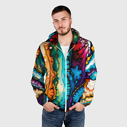 Ветровка с капюшоном мужская Разноцветный узор, цвет: 3D-белый — фото 2