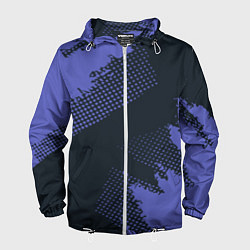 Ветровка с капюшоном мужская Абстрактная текстура в синем, цвет: 3D-белый