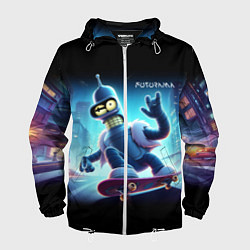 Мужская ветровка Bender is a skateboarder in neon street - ai art