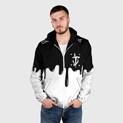 Ветровка с капюшоном мужская Doom logo жидкие краски, цвет: 3D-белый — фото 2