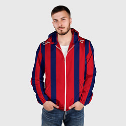 Ветровка с капюшоном мужская Color black red stripes, цвет: 3D-белый — фото 2