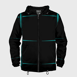 Ветровка с капюшоном мужская Color black blue stripes, цвет: 3D-черный