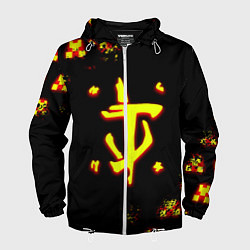 Ветровка с капюшоном мужская Doom x minecraft, цвет: 3D-белый