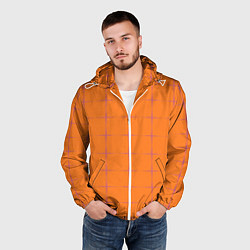 Ветровка с капюшоном мужская Color orange stripe, цвет: 3D-белый — фото 2