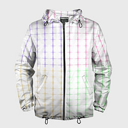 Ветровка с капюшоном мужская Color white multicolored stripes, цвет: 3D-черный