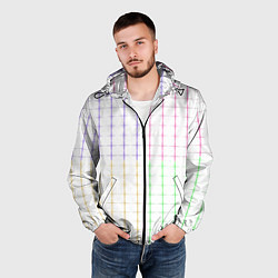 Ветровка с капюшоном мужская Color white multicolored stripes, цвет: 3D-черный — фото 2